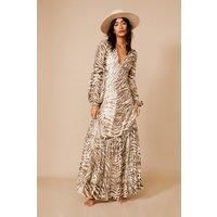 Zebra Metallic Cut Out Maxi Dress