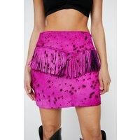 Real Pony Hair Fringe Mini Skirt