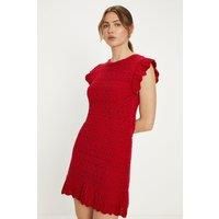 Pretty Pointelle Cotton Slub Knitted Mini Dress