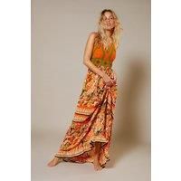 Crinkle Rayon Border Print Crochet Top Maxi Dress