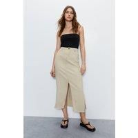 Womens Split Front Denim Maxi Skirt