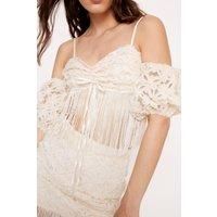 Bardot Fringe Hem Crop Top