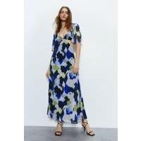 Blurred Print Cut Away Midi Dress