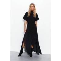 Chiffon Mix Crepe Maxi Dress