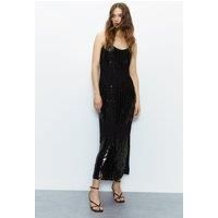 Stripe Sequin Midi Slip Dress