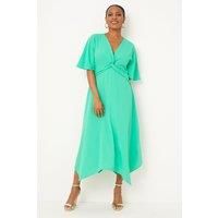 Plain Twist Front Midi Dress