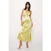 Satin Halterneck Cut Out Maxi Dress