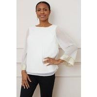 Foil Trim 3/4 Sleeve Overlay Top