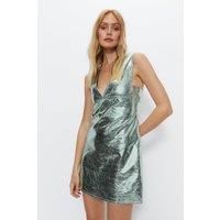 Crackle Faux Leather Mini Shift Dress