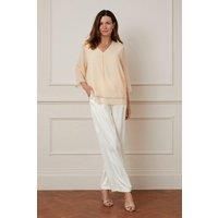 Diamante Trim Double Layer V Neck Overlay Top