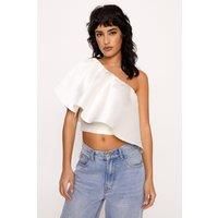 One Shoulder Satin Twill Blouse