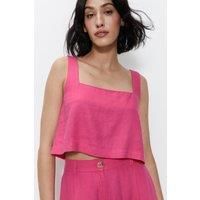 WAREHOUSE Linen Box Strappy Crop Top