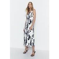 WAREHOUSE Printed Asymmetric Neck Maxi Dress