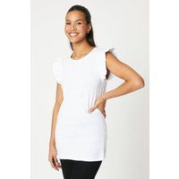 Womens Tall Poplin Ruffle Sleeveless Top