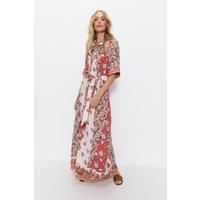 Mixed Floral Short Sleeve Maxi Shirtdress