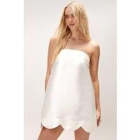 Satin Twill Scallop Bandeau Mini Dress