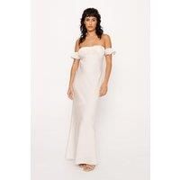 Satin Ruched Bust Bardot Maxi Dress