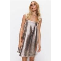 WAREHOUSE Premium Metallic Faux Leather Dress