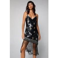 Moon and Stars Sequin Fringe Dress