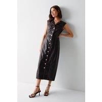 Premium Distressed Faux Leather Maxi Dress