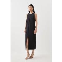 Compact Stretch Clean Sleeveless Midi Dress