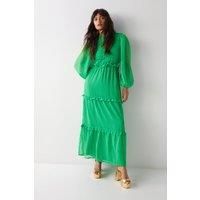 Shirred Dobby Chiffon Open Back Maxi Dress