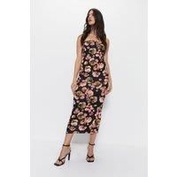 Blurred Floral Bandeau Maxi Dress