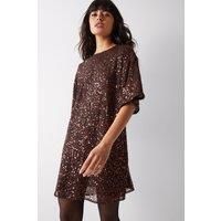 Cluster Embellished Slouch Tee Shirt Dress