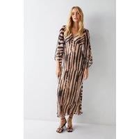 WAREHOUSE Zebra Printed Viscose Georgette Midi Dress