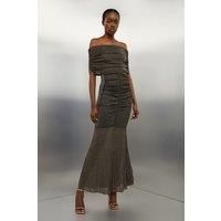 Slinky Viscose Sparkle Bardot Knit Maxi Dress