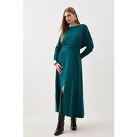 Tall Premium Woven Viscose Crepe Long Sleeve Midi Dress