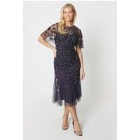 Debut London Winter Floral Hand Stitched Midi Dress