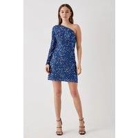 Debut London by Coast One Shoulder Long Sleeve Sequin Mini Dress