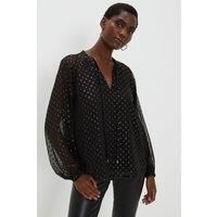 Glitter Spot Tie Blouse