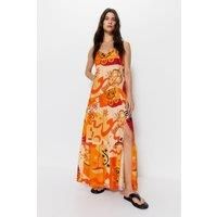 Viscose Sun Abstract Print Strappy Maxi Beach Dress