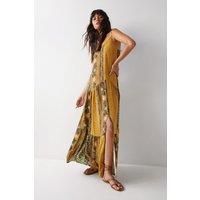 WAREHOUSE Viscose Scarf Print Strappy Maxi Beach Dress