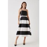 Womens Debut London by Coast Mono Stripe Twill Aline Dress