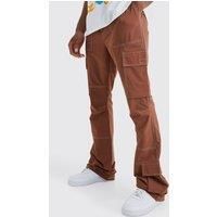 Elasticated Waist Slim Flare Contrast Stitch Cargo Trouser