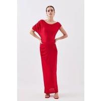 Petite Slinky Viscose Drop Shoulder Knit Midaxi Dress