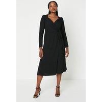 DOROTHY PERKINS Black Wrap Midi Dress