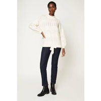 Womens Premium Wool Mix Lace And Pointelle Jumper