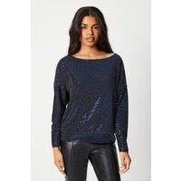 Petite Batwing Sequin Jersey Top