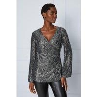 Wallis Wrap Womens Occasion Tops Black