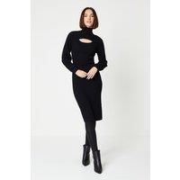 Cut Out Detail Roll Neck Dress