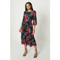 Debut London by Coast Floral Pleated Angel Sleeve Dress