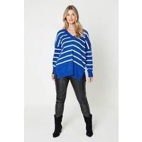 Womens V Neck Stripe Jumper