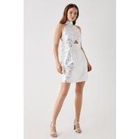 Debut London by Coast Silver Rose Jacquard Mini Dress