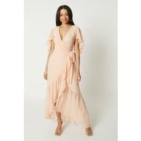 Debut London by Coast Cape Sleeve Ruffle Hem Bridesmaids Dress