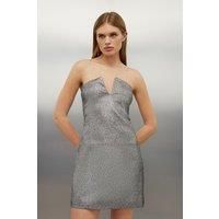 Tailored Metallic Strapless Mini Dress