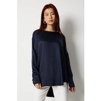 Textured Satin Long Line Tunic Top